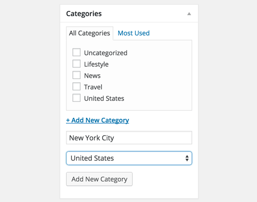 add child categories to WordPress pages