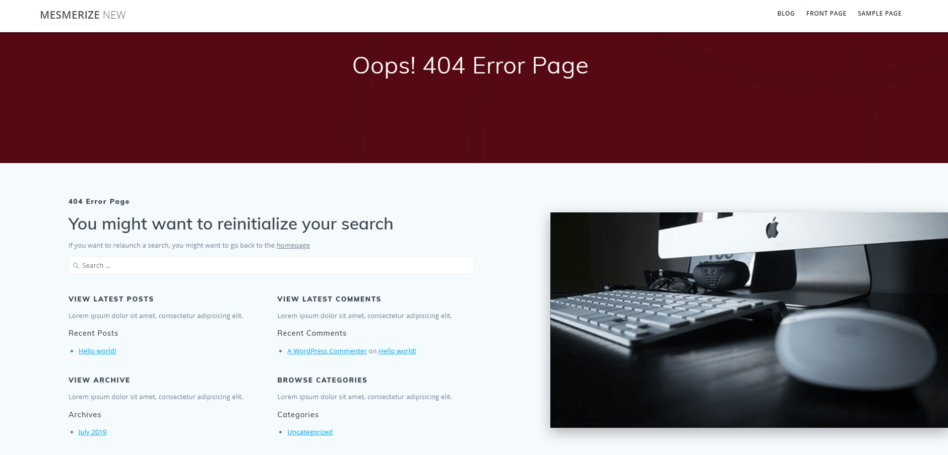 Custom WordPress 404 page