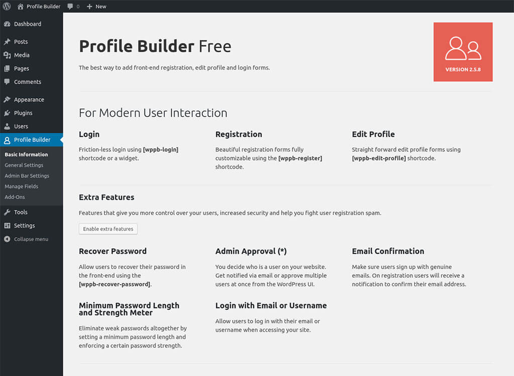 Profile Builder settings