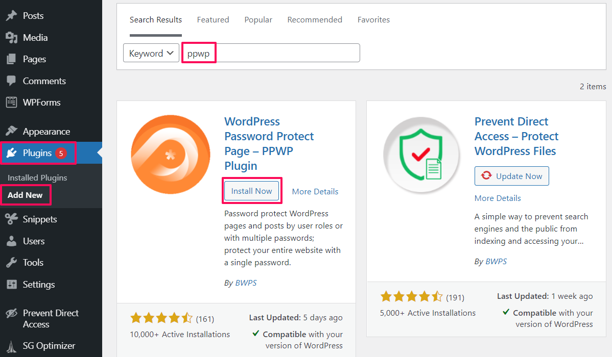 PPWP Pro: Install Password Protect WordPress Plugin