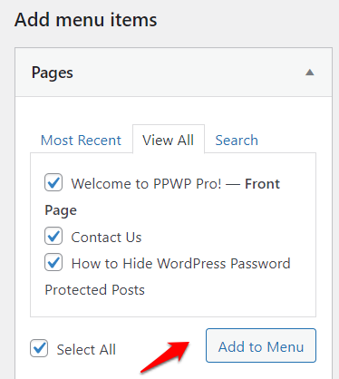 PPWP Pro: Add pages to WordPress custom menu