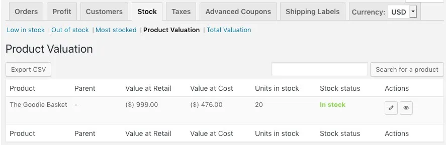 product valuation