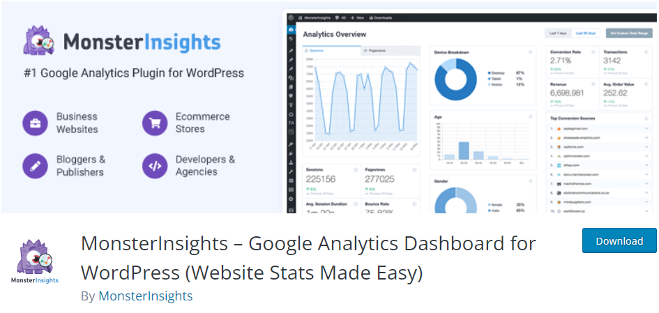MonsterInsights - WordPress analytic plugin