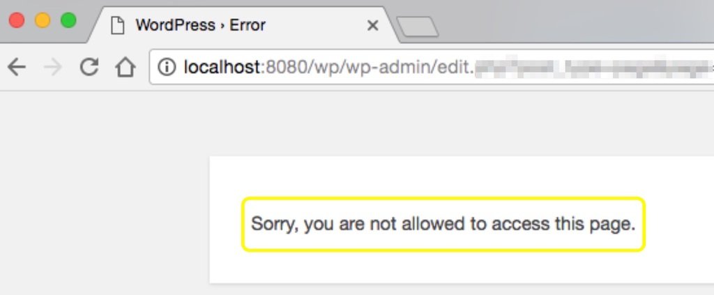 wordpress sorry you are not allowed to access this page error