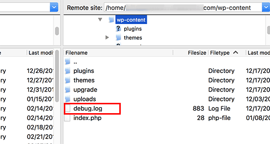 debug.log wordpress