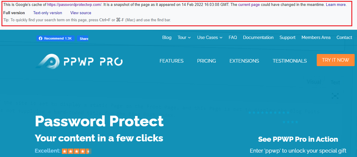 ppwp pro google cached page