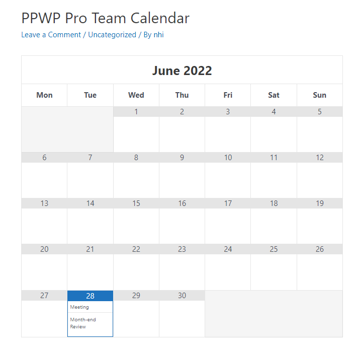 PPWP Pro: Google Calendar in the Frontend